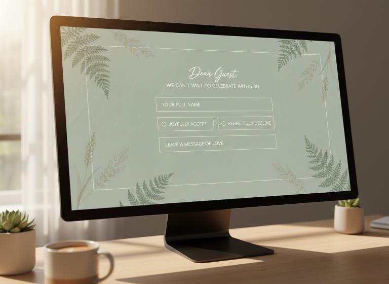 Thiệp RSVP Phong C&aacute;ch Trang Trọng Cho Đ&aacute;m Cưới Cổ Điển