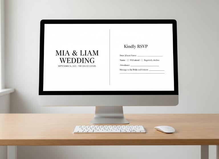 Thiệp cưới online m&agrave;u trắng sữa