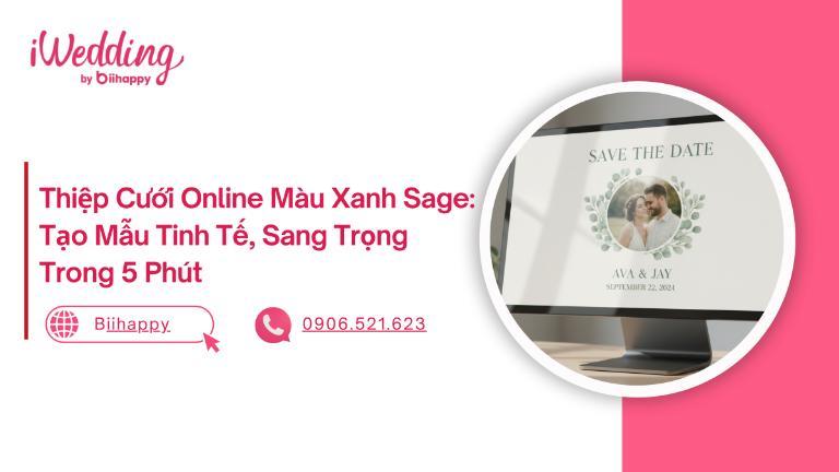 Thiệp Cưới Online Màu Xanh Sage: Tạo Mẫu Tinh Tế, Sang Trọng Trong 5 Phút