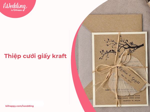 Thiệp cưới giấy kraft – Mộc mạc nhưng đầy tinh tế