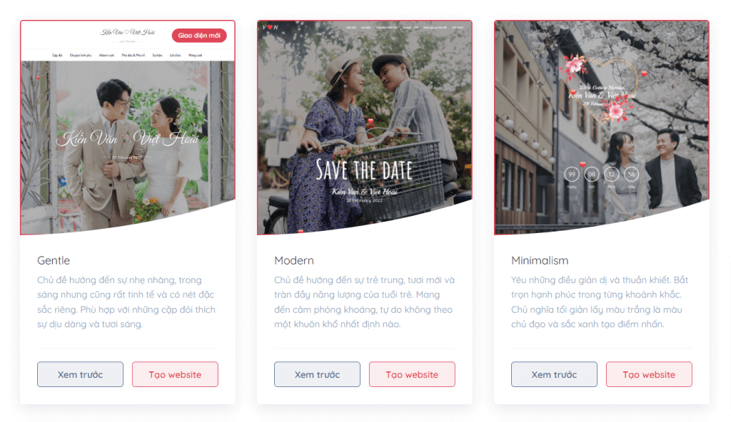 IWedding - Nền tảng tạo website đ&aacute;m cưới miễn ph&iacute;