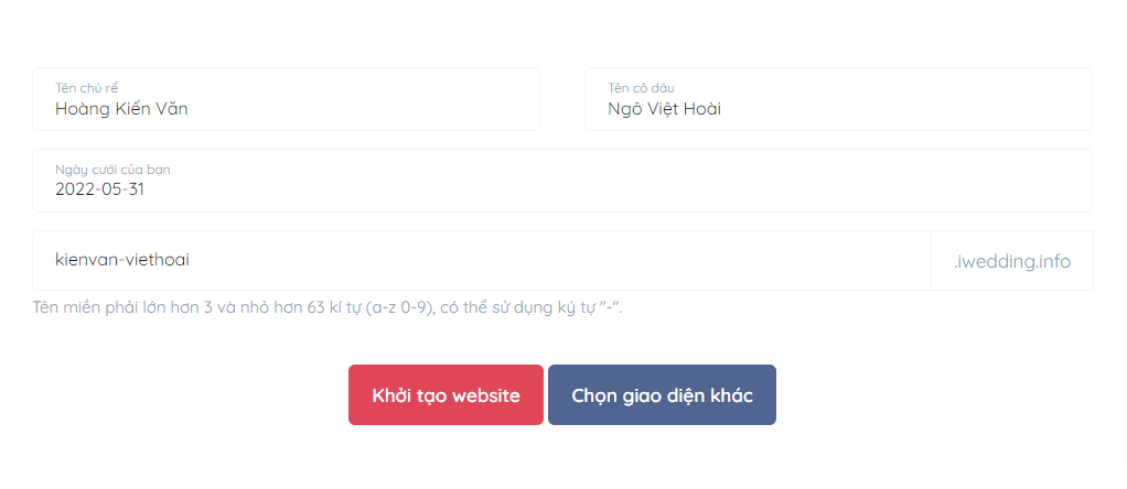 Khởi tạo website đ&aacute;m cưới miễn ph&iacute;
