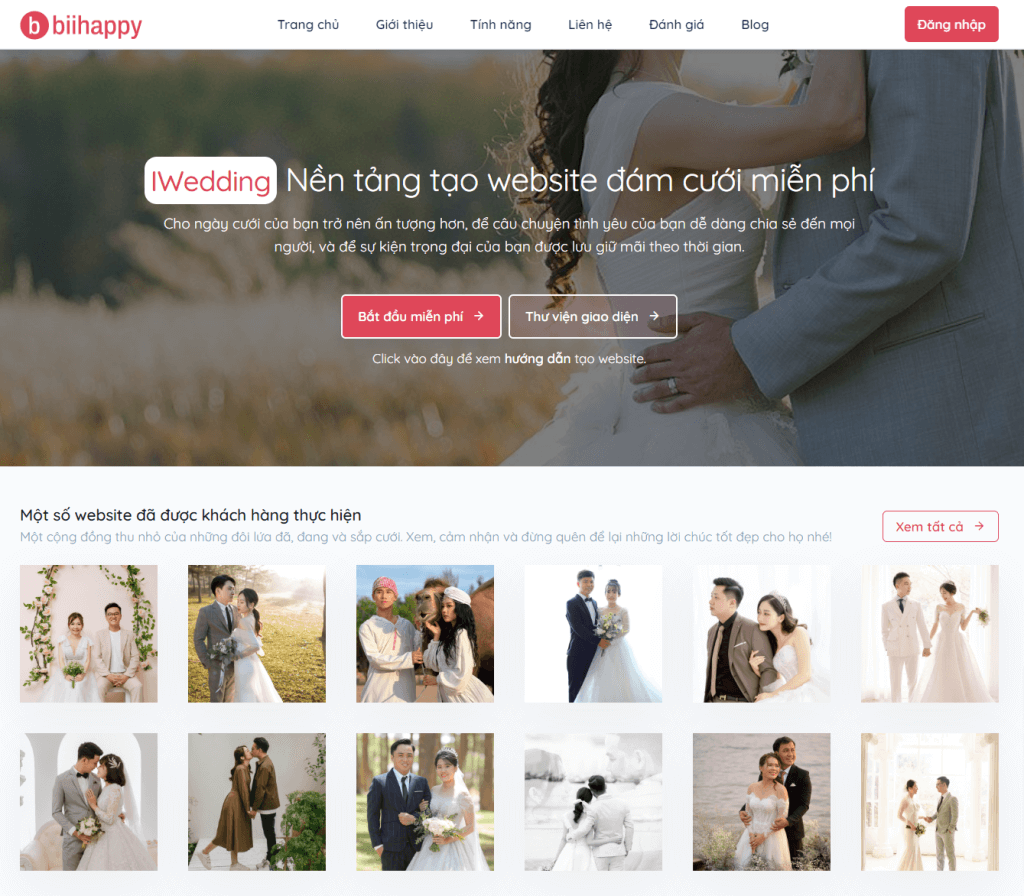 IWedding - Nền tảng tạo website đ&aacute;m cưới miễn ph&iacute;